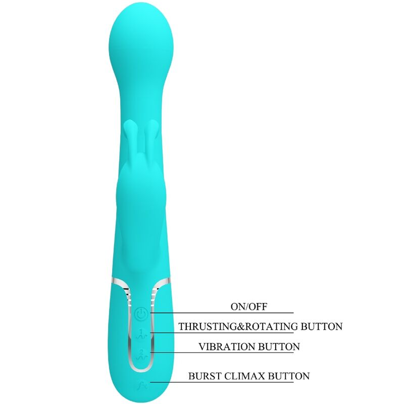 PRETTY LOVE - VIBRATEUR DEJON RABBIT 3 EN 1 MULTIFONCTION VERT AQUA - Sensualia