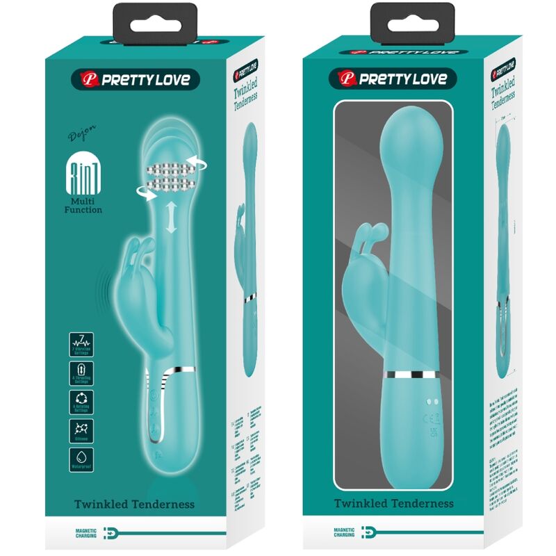 PRETTY LOVE - VIBRATEUR DEJON RABBIT 3 EN 1 MULTIFONCTION VERT AQUA - Sensualia