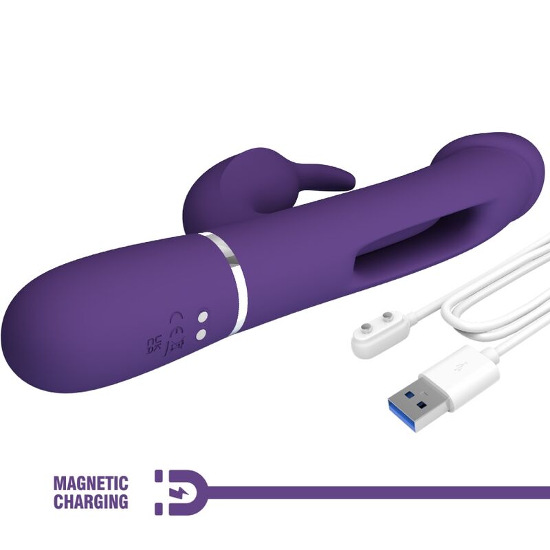 PRETTY LOVE - VIBRATEUR MULTIFONCTION 3 EN 1 KAMPAS RABBIT AVEC LANGUE VIOLET - Sensualia