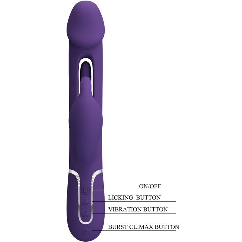 PRETTY LOVE - VIBRATEUR MULTIFONCTION 3 EN 1 KAMPAS RABBIT AVEC LANGUE VIOLET - Sensualia