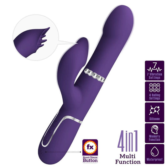 PRETTY LOVE - ZALIN PERLES VIBRATEUR LAPIN 4 EN 1 VIOLET - Sensualia