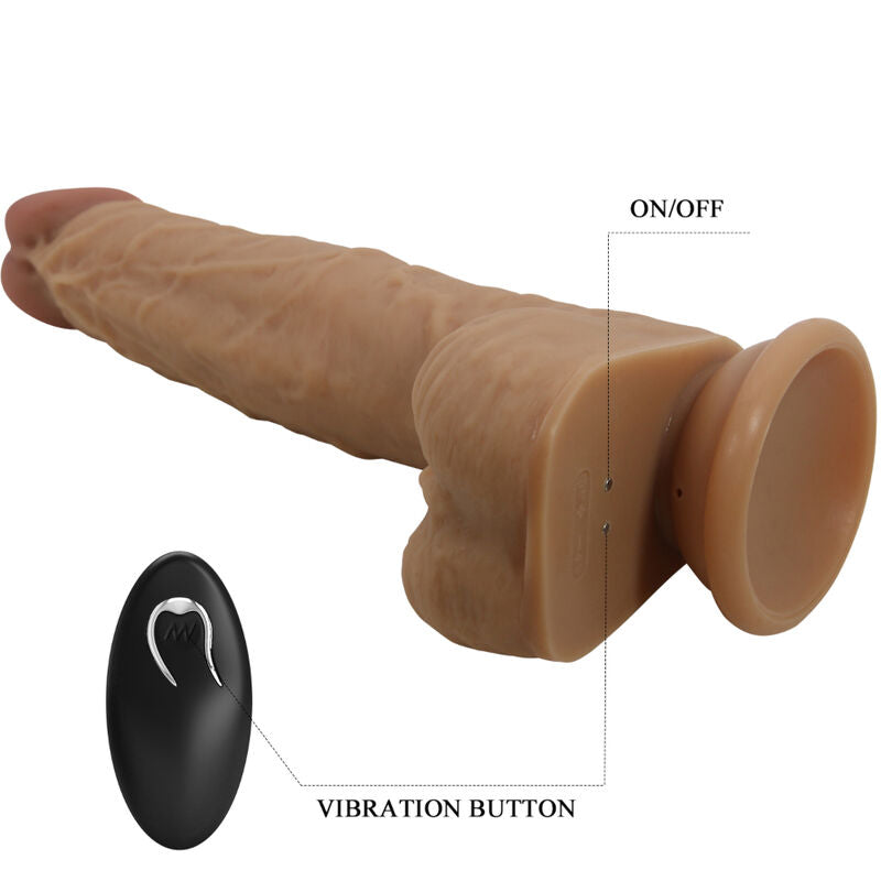 PRETTY LOVE - GODE EN SILICONE JONATHAN 3 VIBRATIONS + 3 MESURES DINSERTION TÉLÉCOMMANDE 21 CM - Sensualia