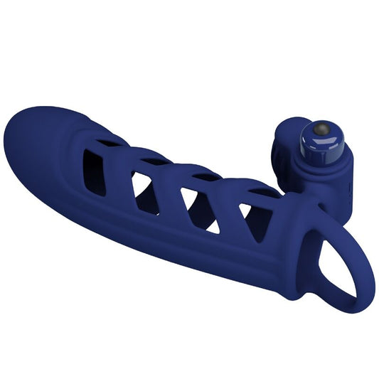 PRETTY LOVE - ALTAF ANNEAU VIBRATEUR AVEC GAINE EN SILICONE BLEU - Sensualia