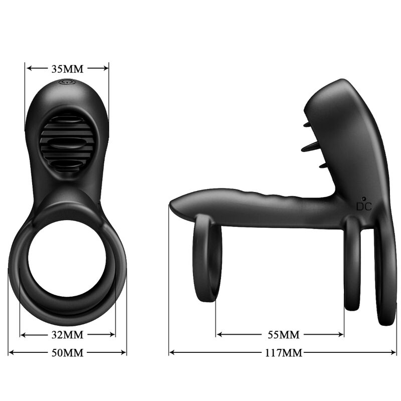 PRETTY LOVE - GAINE PÉNIS JAMMY 12 VIBRATIONS AVEC LANGUE EN SILICONE RECHARGEABLE - Sensualia