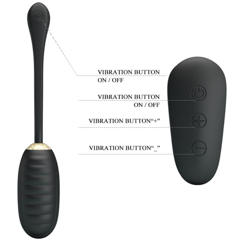PRETTY LOVE - DOREEN OEUF VIBRANT RECHARGEABLE DE LUXE NOIR TÉLÉCOMMANDE - Sensualia