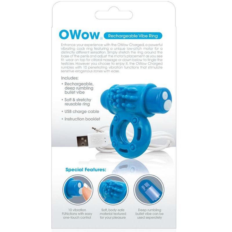 SCREAMING O - ANNEAU PÉNIEN VIBREUR WOW RECHARGEABLE BLEU - Sensualia