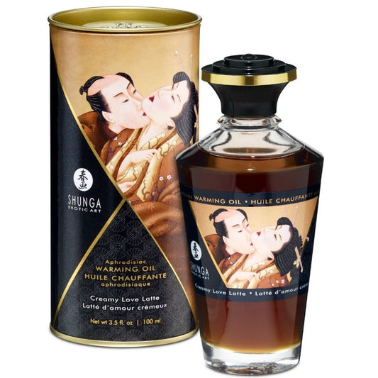 SHUNGA - HUILE DE MASSAGE À EFFET CHALEUR SAVEUR CREAMY LOVE LATTE 100 ML - Sensualia