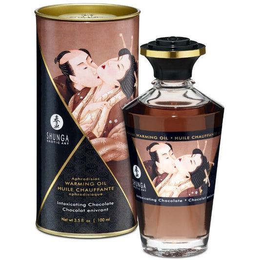 SHUNGA - HUILE DE MASSAGE À EFFET CHALEUR SAVEUR INTENSE DE CHOCOLAT 100 ML - Sensualia
