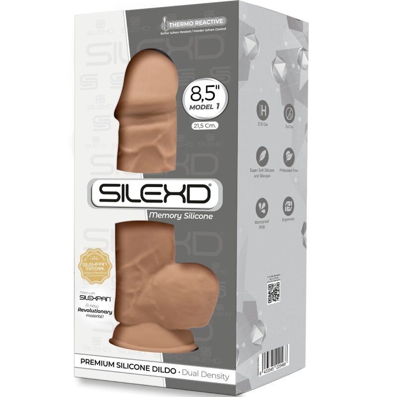 SILEXD - MODÈLE 1 PÉNIS RÉALISTE PREMIUM SILEXPAN SILICONE CARAMEL 21.5 CM - Sensualia