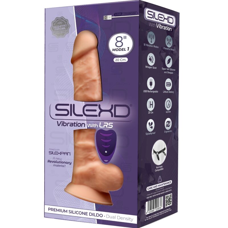 SILEXD - MODÈLE 1 VIBRATEUR PÉNIS RÉALISTE SILICONE PREMIUM SILEXPAN TÉLÉCOMMANDE 20 CM - Sensualia