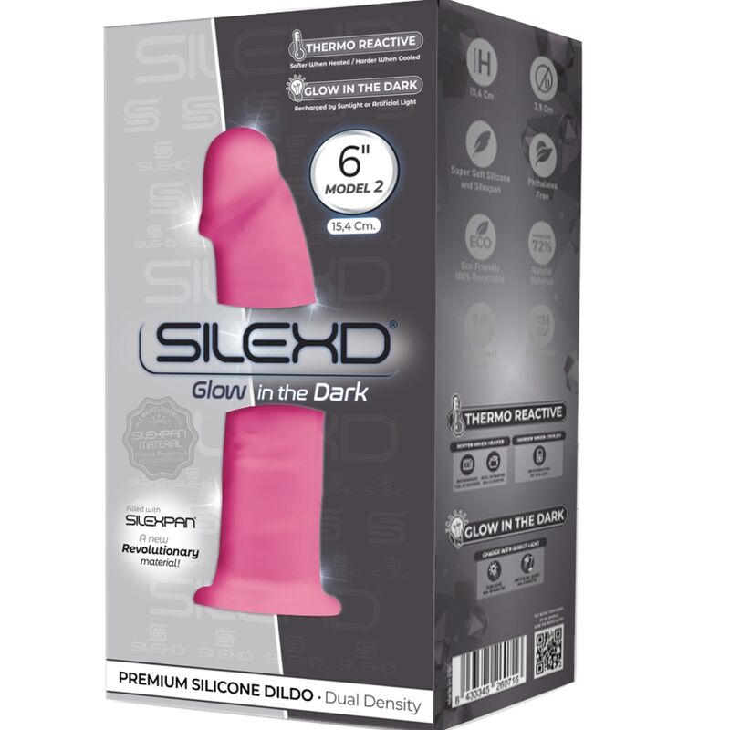 SILEXD - MODÈLE 2 PÉNIS RÉALISTE PREMIUM SILEXPAN SILICONE FLUORESCENT ROSE 15 CM - Sensualia