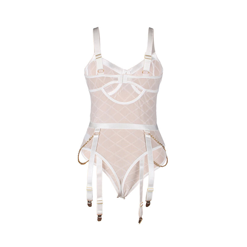 SUBBLIME - 954291 BODY AVEC CHAÎNES + PORTE-JARRETELLES BLANC L/XL - Sensualia