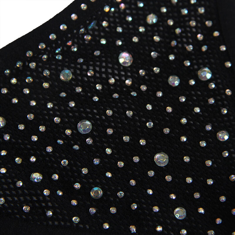 SUBBLIME - 952174 BODYSTOCKING RESILLE AVEC GANTS ET DIAMANTS NOIR TAILLE UNIQUE - Sensualia