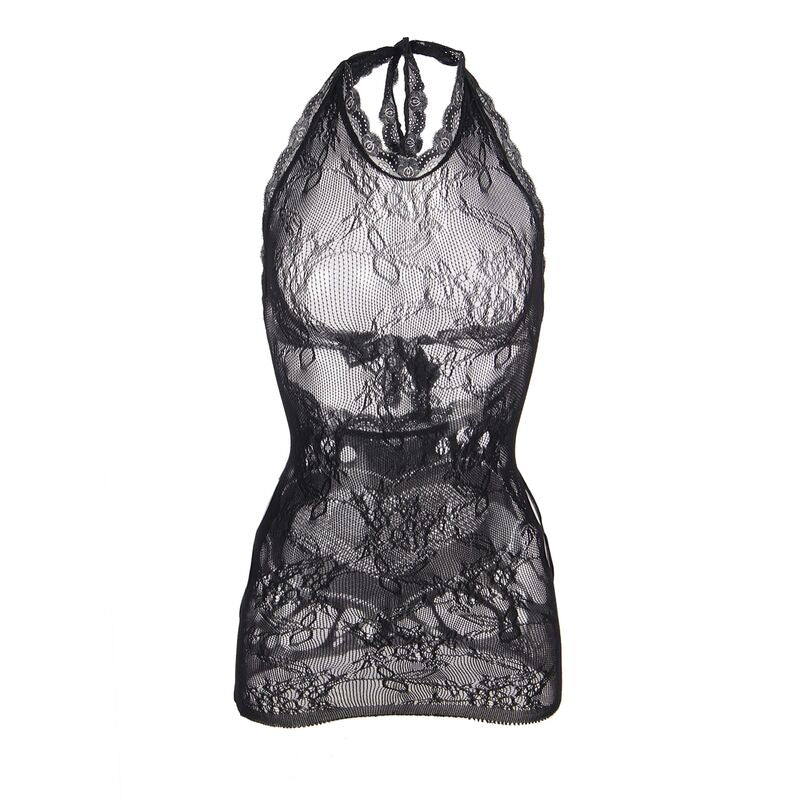 SUBBLIME - 952075 ROBE COURTE EN RÉSILLE AVEC DÉTAIL DOS ET COEUR NOIR TAILLE UNIQUE - Sensualia