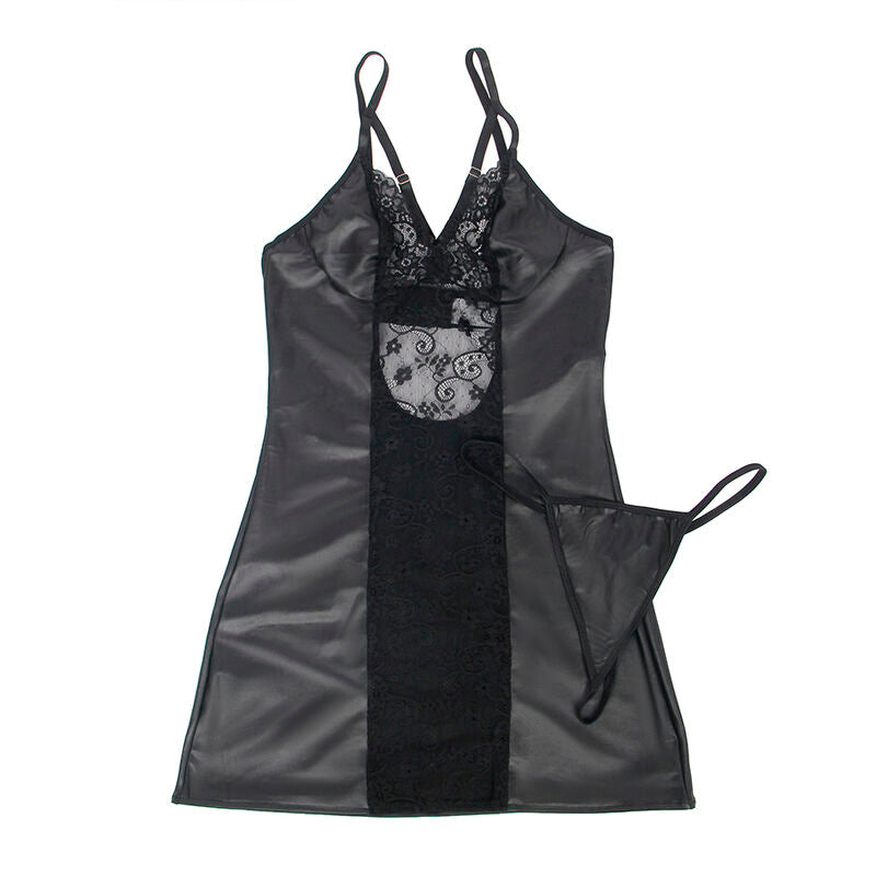 SUBBLIME - 954178 ROBE + STRING CUIR NOIR L/XL - Sensualia