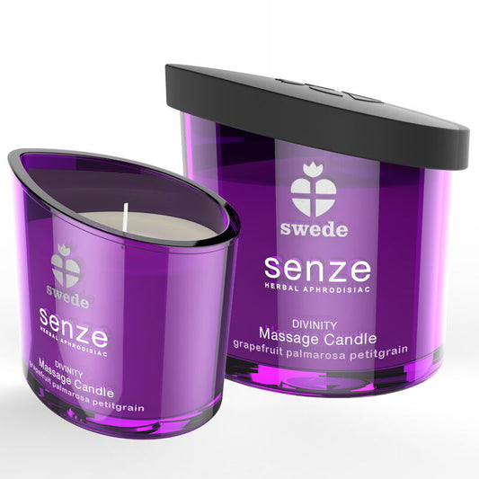 SWEDE - BOUGIE DE MASSAGE SENZE DIVINITY - PAMPLEMOUSSE, PALMAROSA, PETITGRAIN - Sensualia